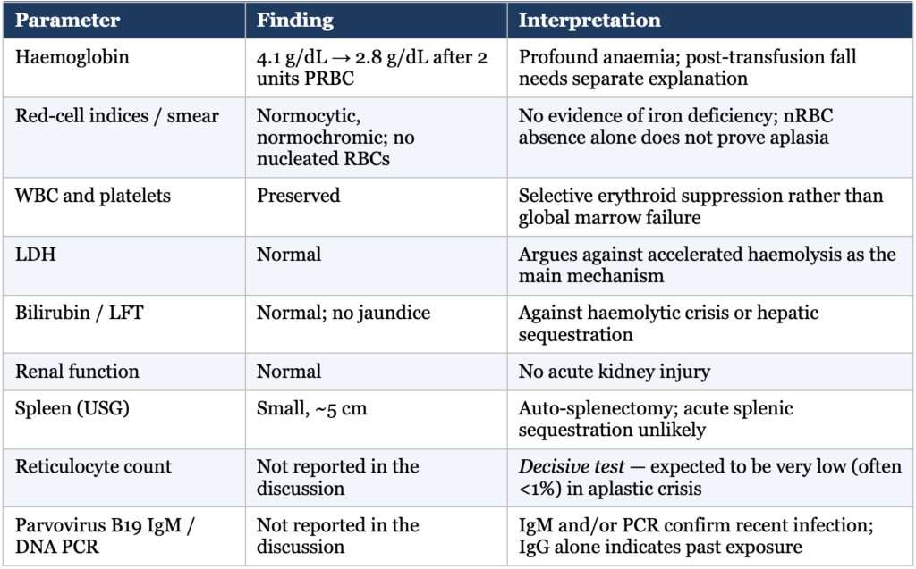 Sudden Severe Anaemia in a Young Adult with Sickle Cell Disease: Parvovirus B19–Associated Transient Aplastic Crisis